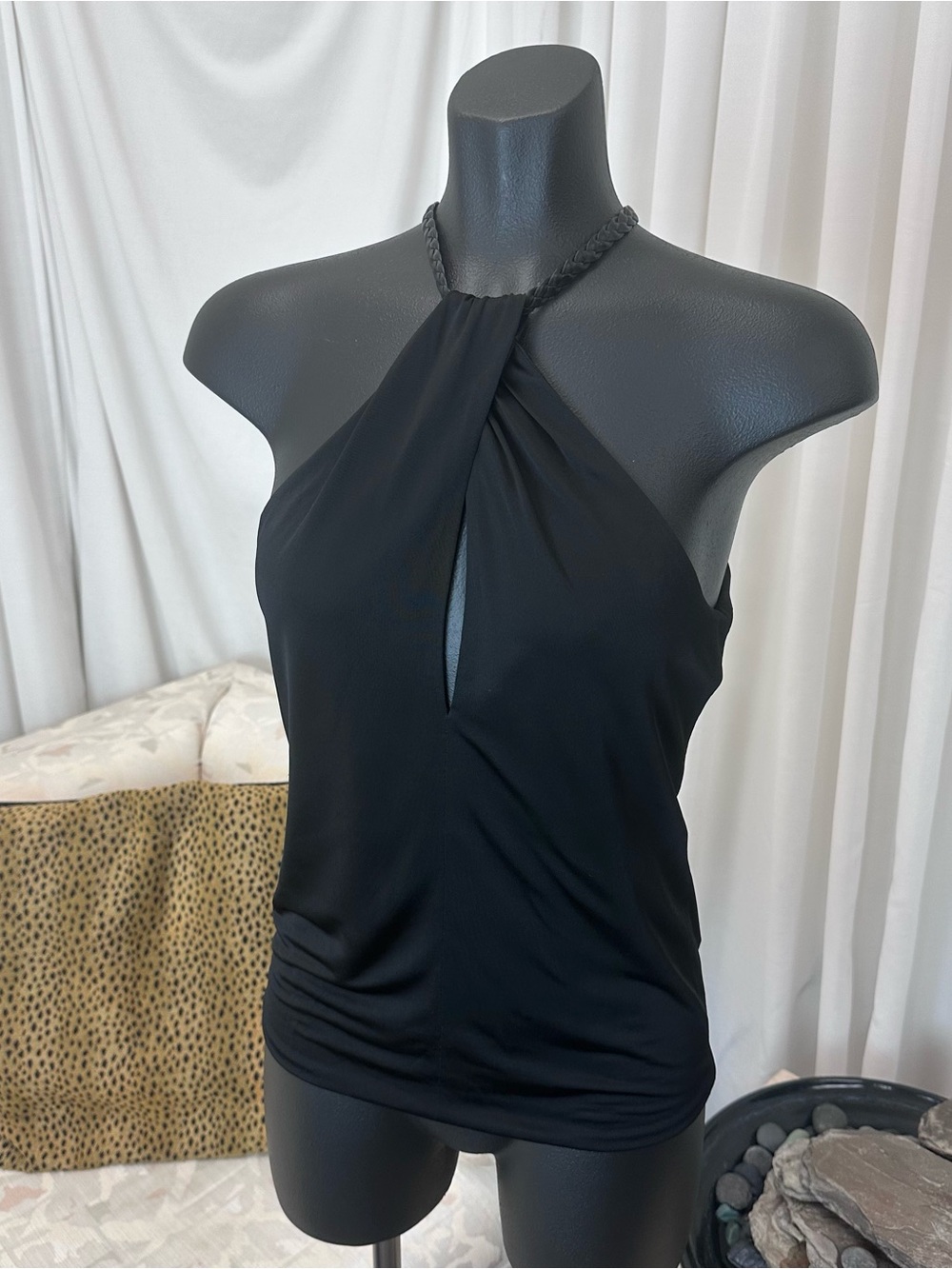 Gucci Black Draped Halter Top